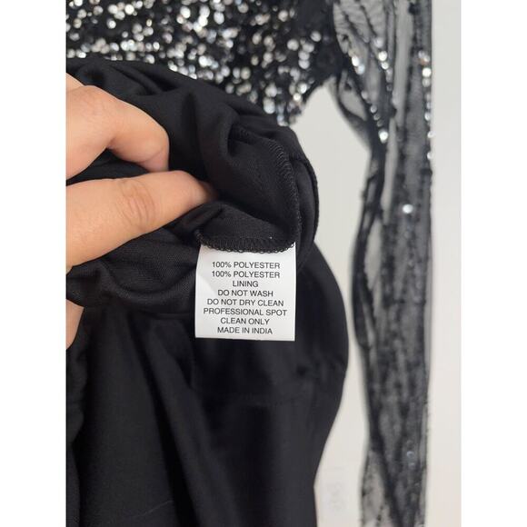 B69 Mac Duggal Long Gown Womens 6 Sequined Glam Formal  Modest Elegant Sparkly - Picture 8 of 10